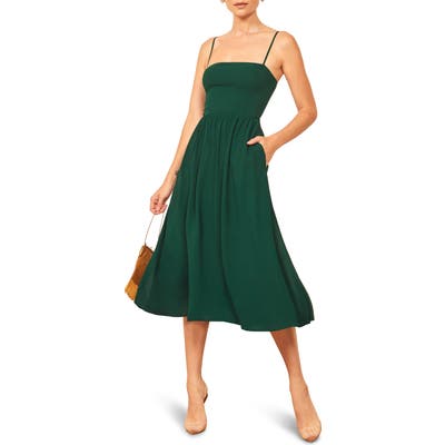 Reformation Rosehip Fit & Flare Dress, Green