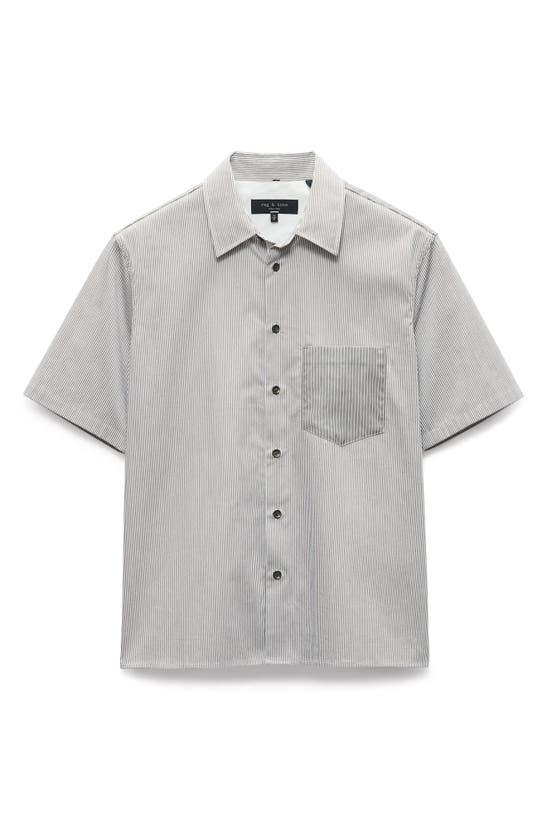 Shop Rag & Bone Dalton Mixed Stripe Stretch Short Sleeve Button-up Shirt In Brown Stripe