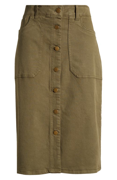 Shop Caslonr Caslon(r) Button Front Twill Skirt In Olive Burnt