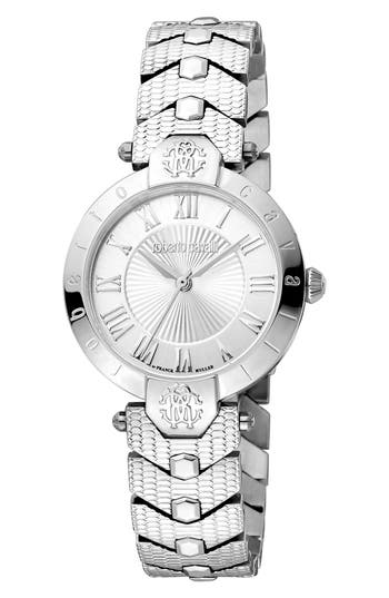 Roberto Cavalli By Franck Muller Swiss Quartz Bracelet Watch, 30mm In Silver