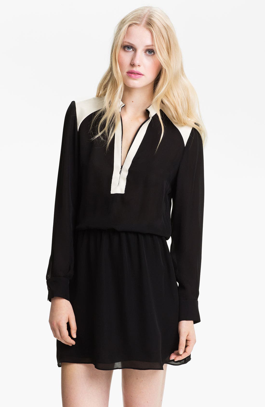 Parker Zip Neck Colorblock Silk Dress Nordstrom