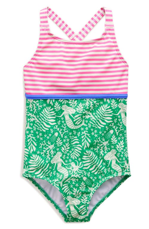 Mini Boden Kids' Hotchpotch One-Piece Swimsuit Pink And Green Mermaids at Nordstrom,