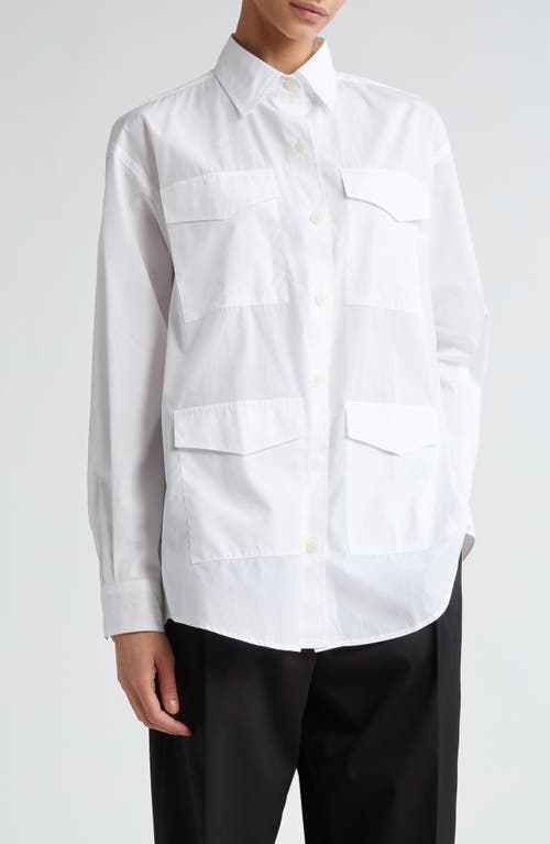 Maria McManus Cargo Pocket Organic Cotton Button-Up Shirt White at Nordstrom,