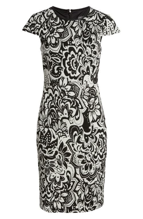 Shop Vince Camuto Floral Jacquard Knit Sheath Dress In Ivory/black