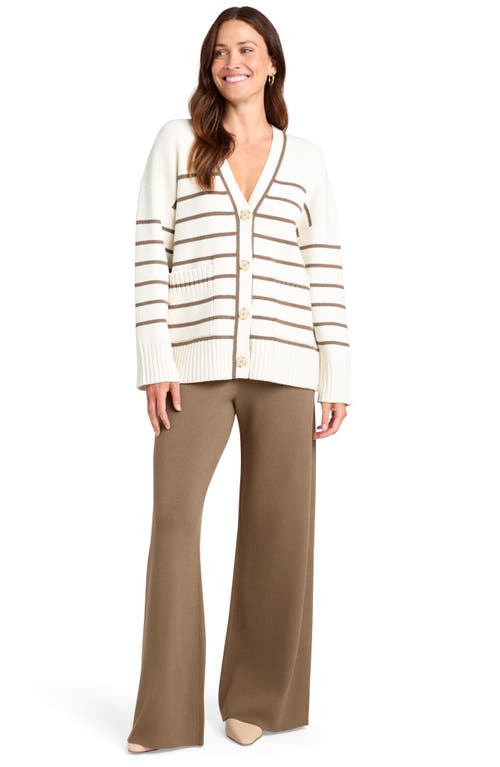 Shop Splendid X Cella Jane Stripe Oversize Cardigan In Snow/toast