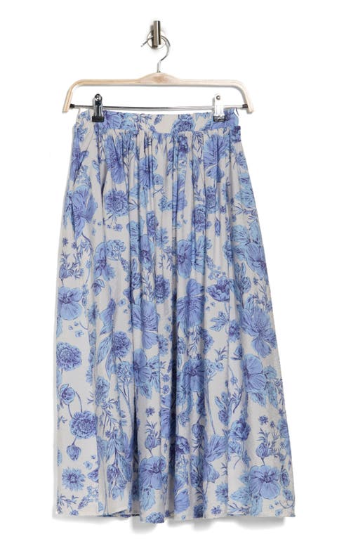 Shop Renee C Floral Flared Skirt In Blue