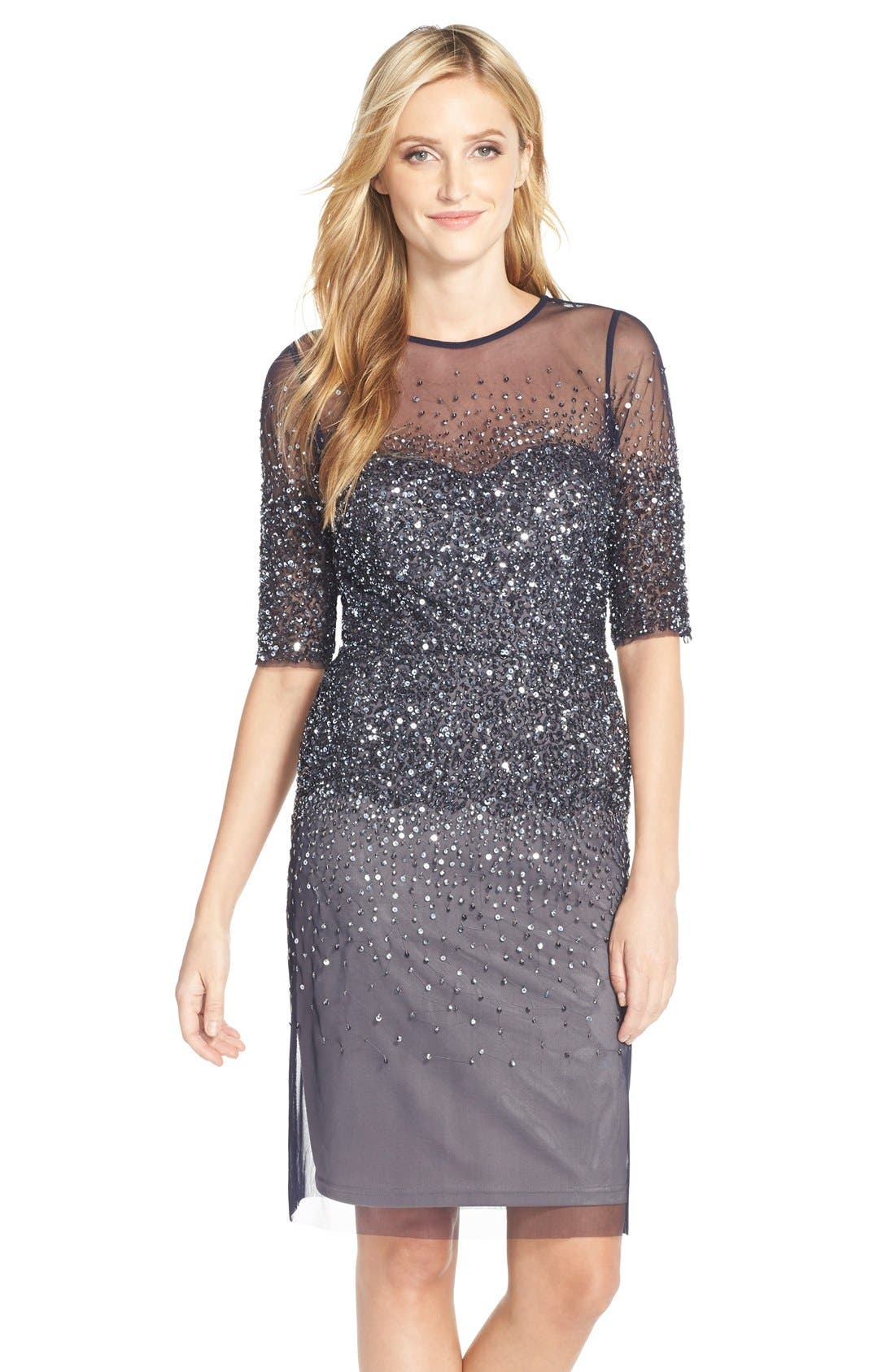 Adrianna Papell Sequin Mesh Sheath Dress Nordstrom