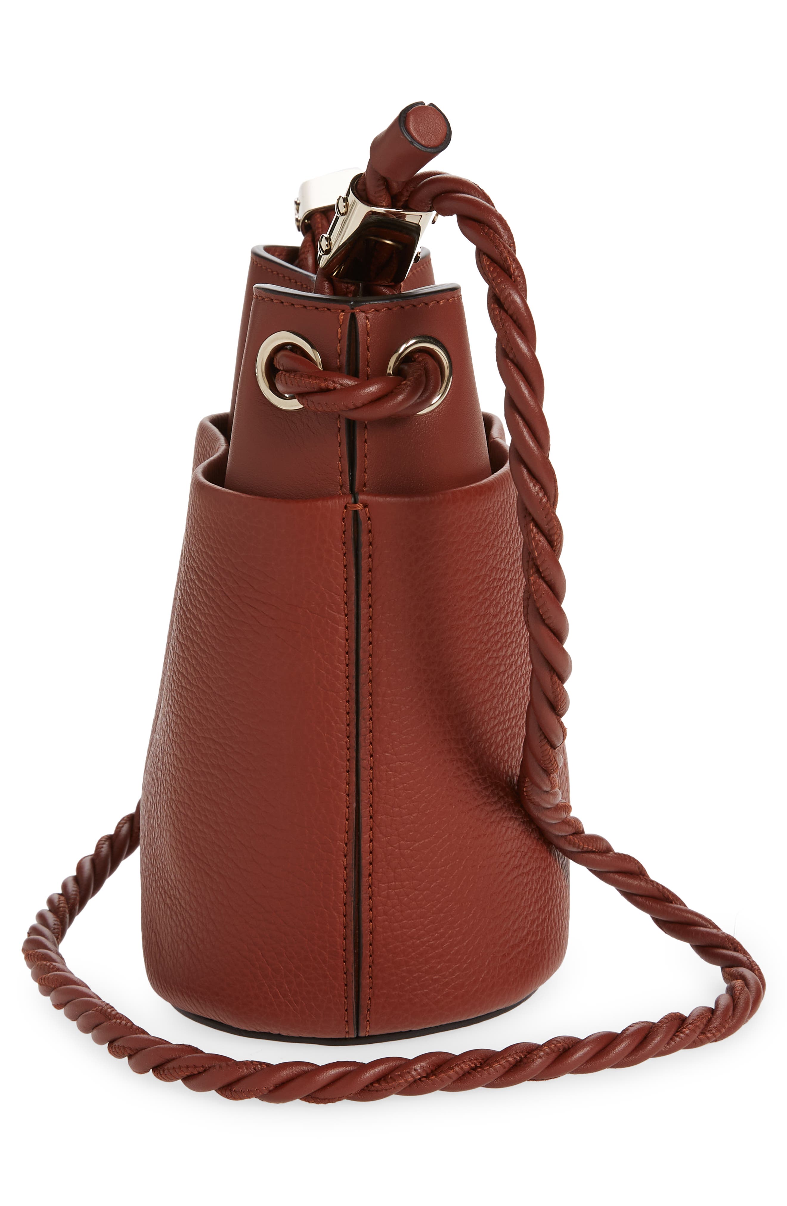 Womens Bags Bucket bags and bucket purses Chloé Leather Small Key Bucket Bag in Red,Brown White 