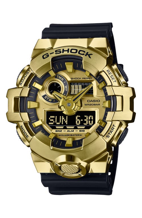 G-shock Men's Japanese Quartz Black Resin Watch, 53.4mm, Gm700g-9a In Gold