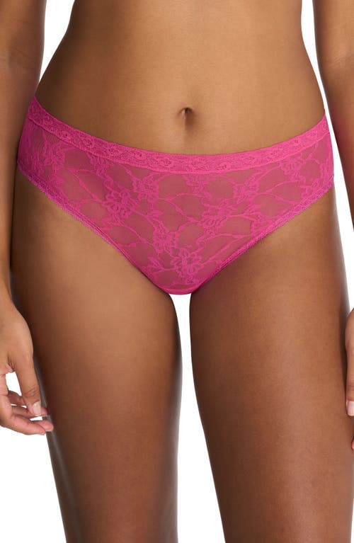 Shop Natori Bliss Allure Lace Thong In Raspberry Glaze