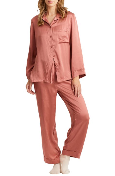 Short Sleeve Satin Sleepwear 100% Silk Pajama Set Women Home Wear Set -  China Pajama and Silk Pajama price