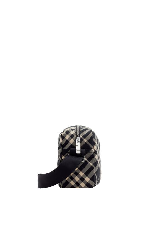 Burberry Ekd-appliqué Checked Crossbody Bag In Black/calico