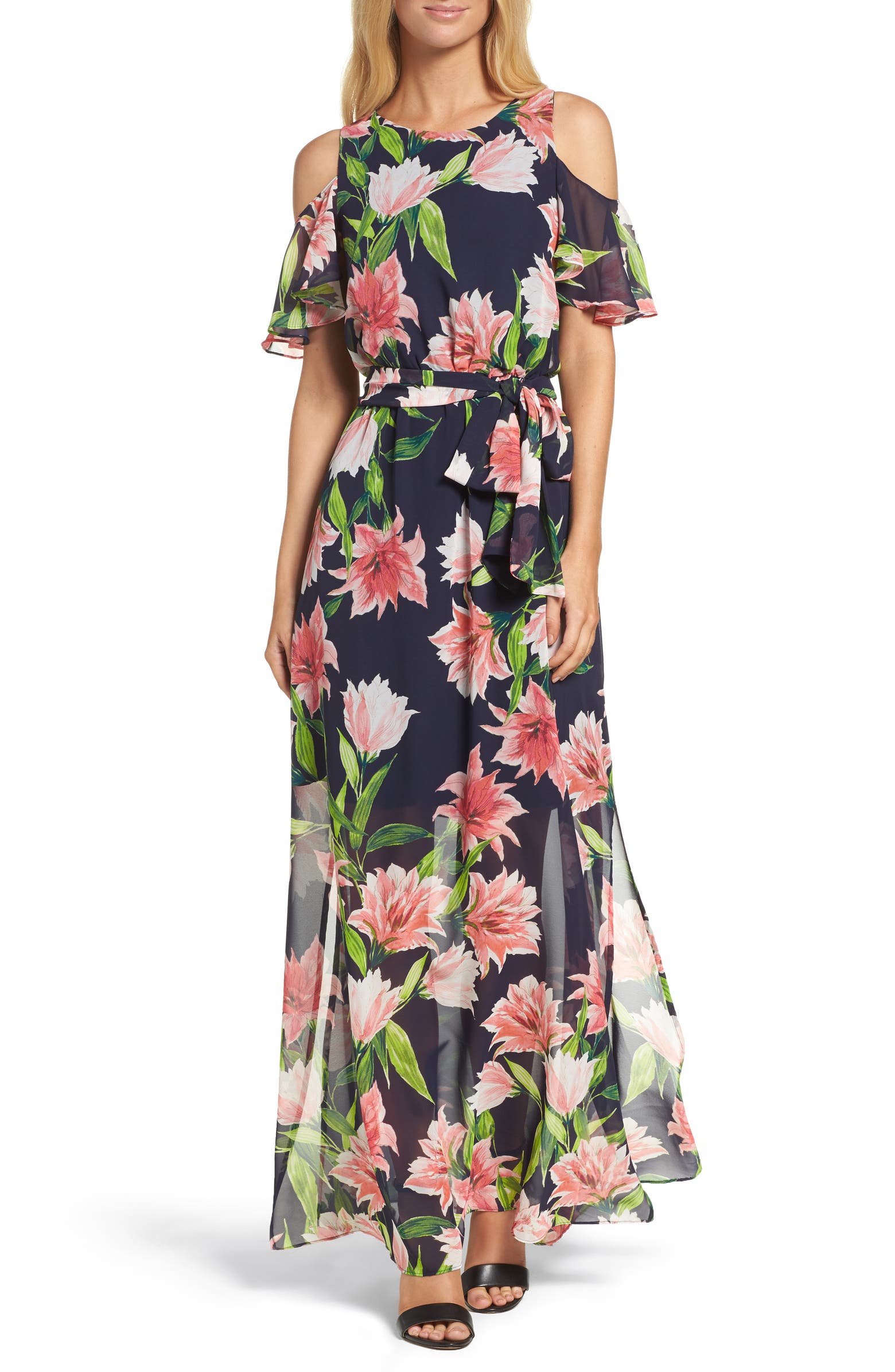 Eliza J Floral Cold-Shoulder Maxi Dress (Regular & Petite) | Nordstrom