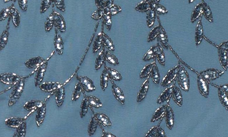 Shop Marina Bead Embellished Flutter Sleeve Gown In Slate