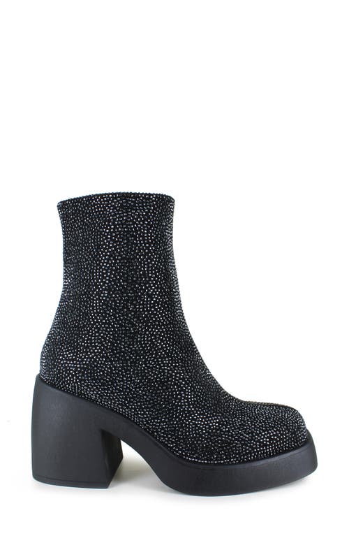 Unionbay Yael Rhinestone Platform Boot In Black/gunmetal