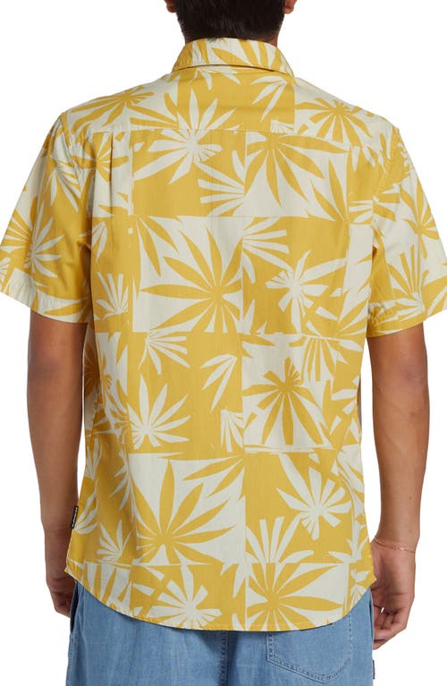 Shop Quiksilver Apero Frond Print Short Sleeve Organic Cotton Button-up Shirt In Ochre Apero Organic