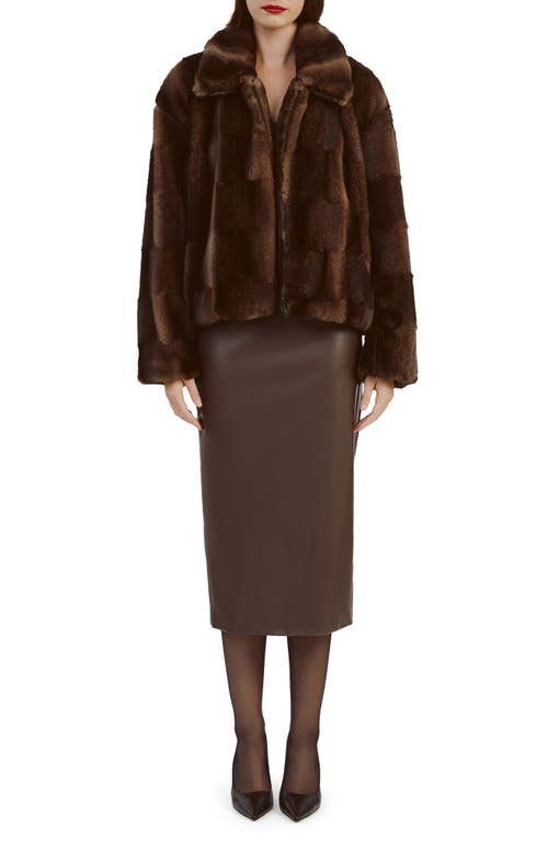 Shop Bardot Sylvie Faux Fur Zip Jacket In Dark Choco