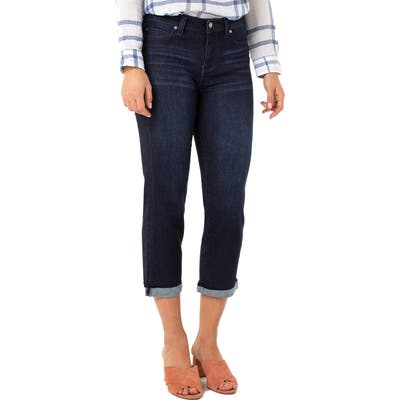 Liverpool Michelle Distressed Cuff Capri Jeans, Blue