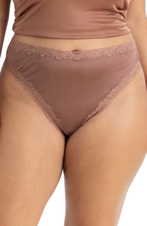 Uwila Warrior Lace Trim Silk Thong Toffee at Nordstrom,