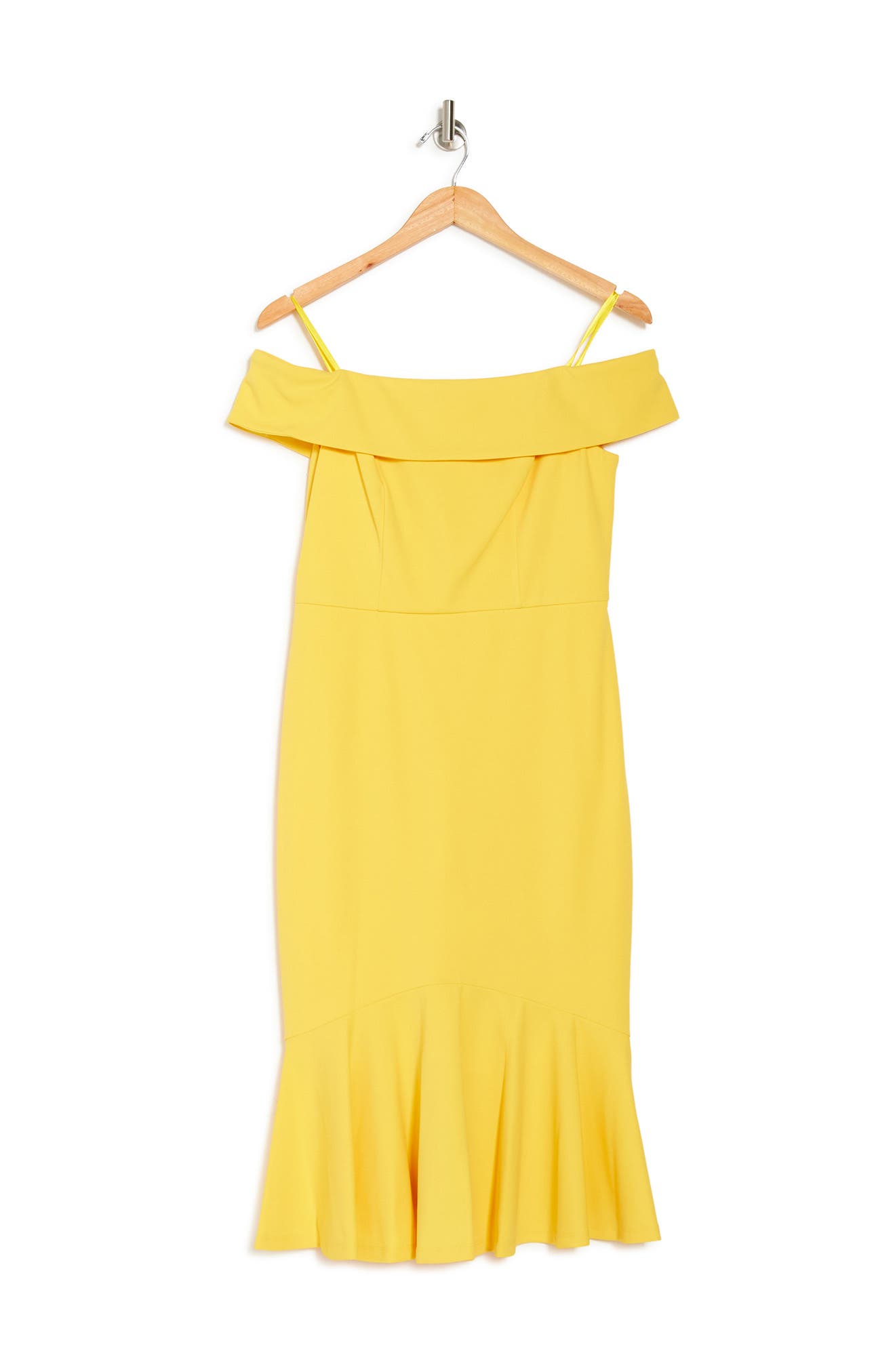 Marina Off-the-shoulder Scuba Crepe Dress In Yellow