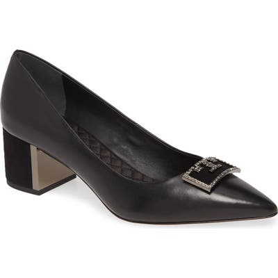 Tory Burch Gigi T Logo Pointed Toe Pump, Black