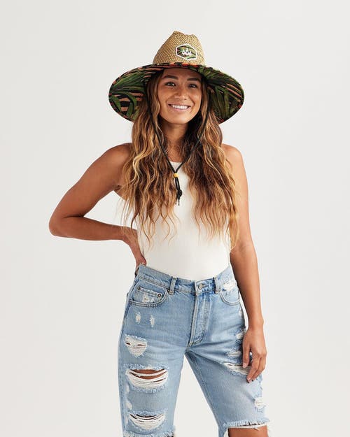 Hemlock Java Straw Lifeguard Hat In Tiger Palm