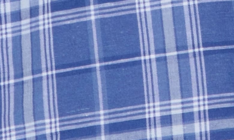 Shop David Donahue Plaid Poplin Casual Short Sleeve Cotton Button-up Shirt In Navy