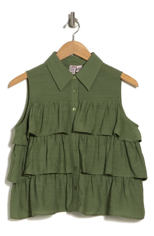 By Design Aurora Sleeveless Tiered Top In Dill