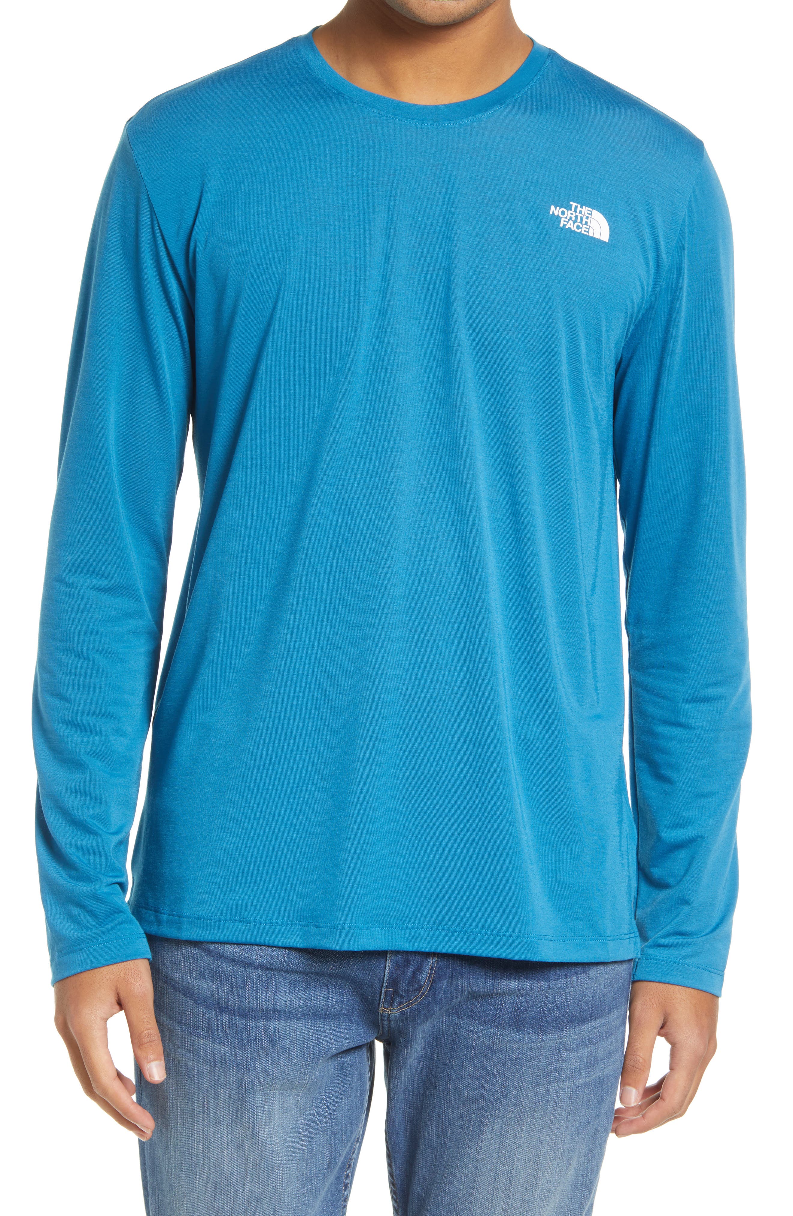 north face blue long sleeve