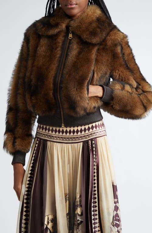 Shop Zimmermann Illustration Genuine Shearling Bomber Jacket In Chocolate