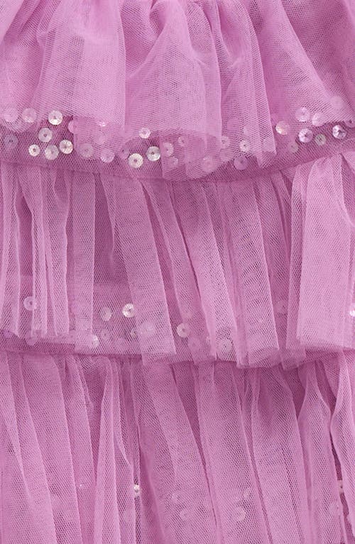 Tutu Du Monde Bebe Luminous Sequin Long Sleeve Tiered Tulle Party Dress & Bloomers In Mulberry