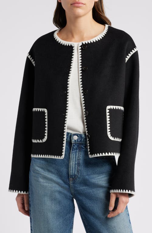 RAILS RAILS MELANIE EMBROIDERED DETAIL WOOL BLEND JACKET 