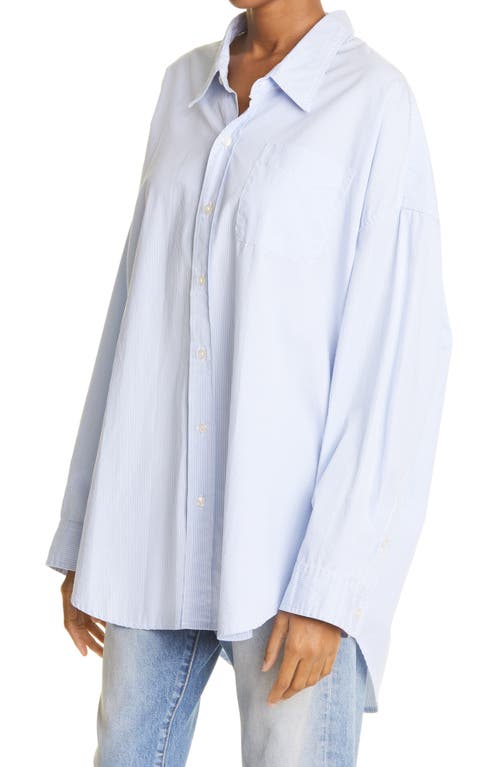 R13 Oversized Striped Cotton Oxford Shirt In Blue/white