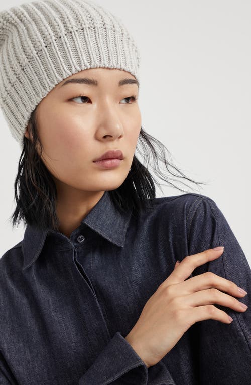 Shop Brunello Cucinelli Cashmere And Silk Beanie In Pearl Grey