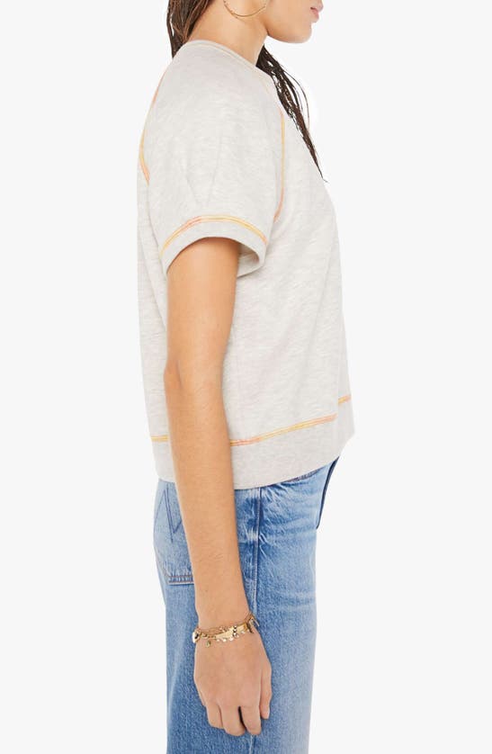 Shop Mother The Tucked Away Contrast Stitch T-shirt In Heather Oatmeal