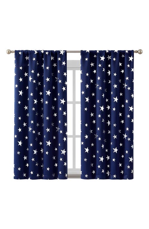 Shop Vcny Home Set Of 2 Jacob Star Foil Panel Darkening Curtain Panels In Navy/silver