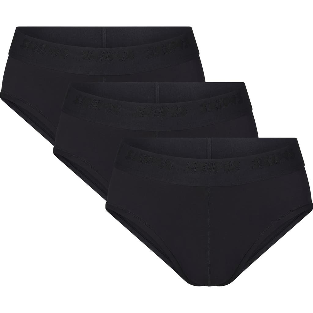 Skims 3-pack Seamless Modal Blend Briefs In Obsidian