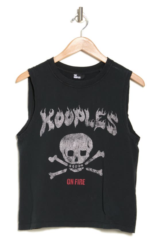 Shop The Kooples Skull Graphic Jersey Muscle T-shirt In Black Washed