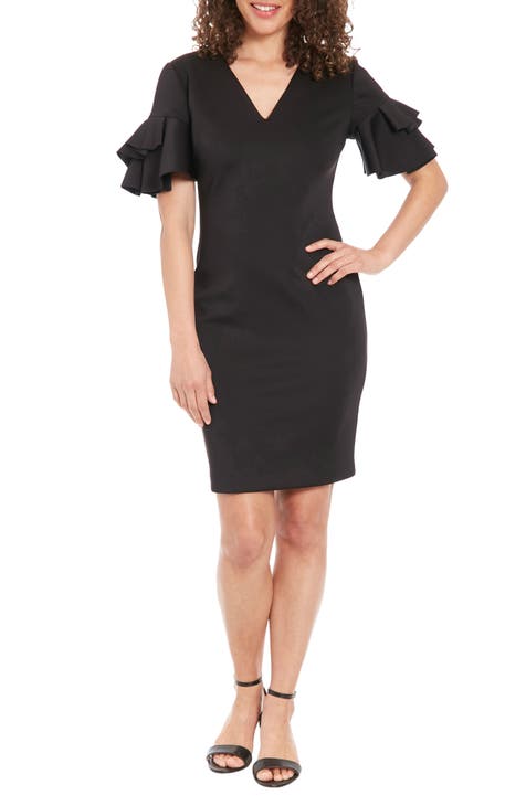 Ruffle Sleeve Sheath Dress