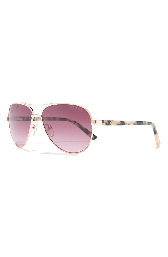 Ted Baker 57mm Metal Frame Aviator Sunglasses In Rose