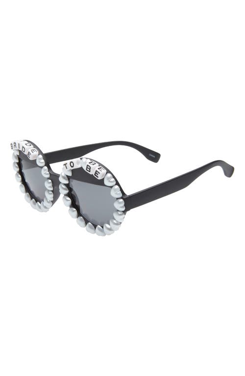 Rad + Refined Bride To Be Embellished Round Sunglasses In Black/black