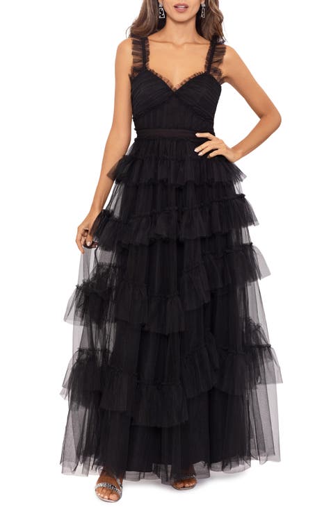Tiered Ruffle Tulle Gown