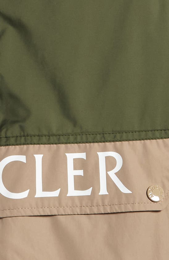 Moncler Joly Logo Nylon Rainwear Jacket In Beetle