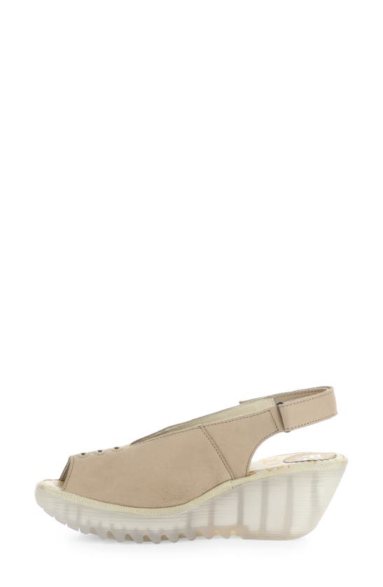 Shop Fly London Yeay Peep Toe Sandal In Taupe Cupido