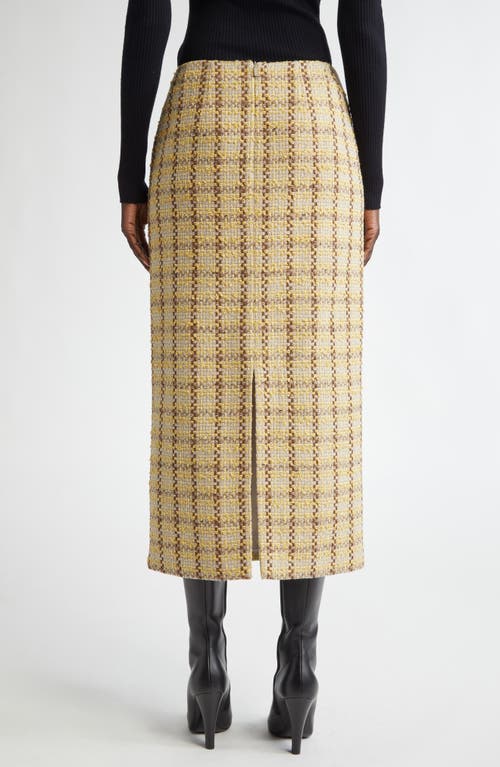 Shop Lafayette 148 New York Plaid Tweed Pencil Skirt In Canary Yellow Multi