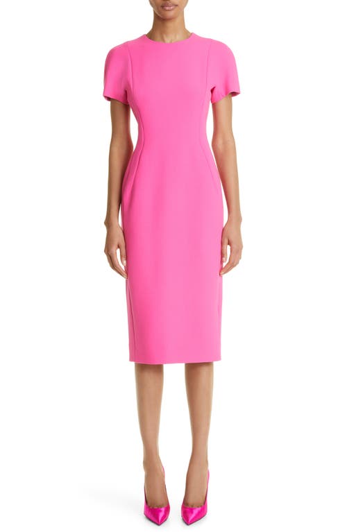 Victoria Beckham Double Face Stretch Crepe Sheath Dress in Bright Pink