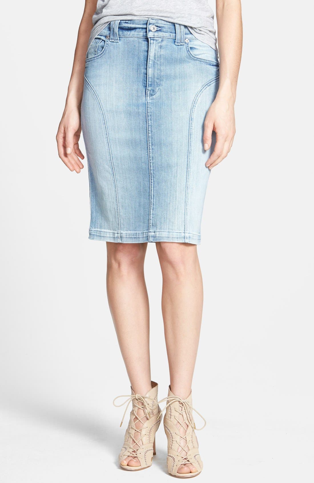 Blue Illusion Denim Skirt Flash Sales 