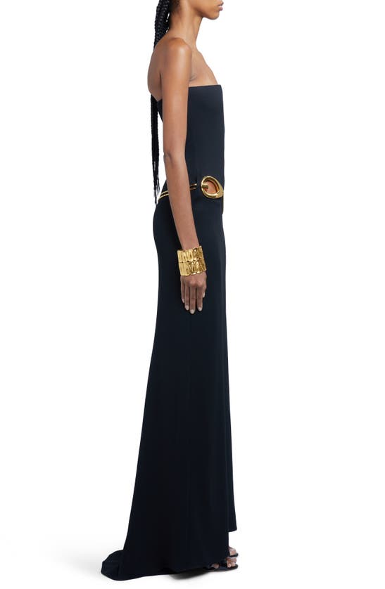 Shop Tom Ford Stretch Sable Cutout Chain Detail Strapless Evening Dress In Black