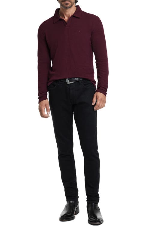 Shop John Varvatos Morris Long Sleeve Johnny Collar Polo In Oxblood