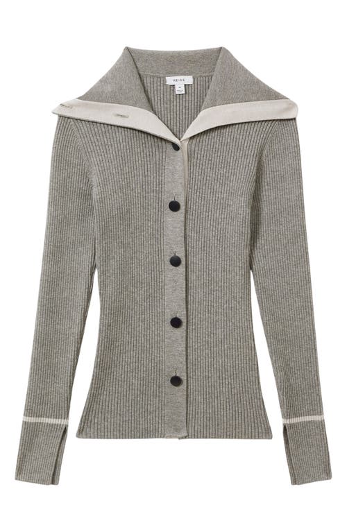 Shop Reiss Maia Rib Cardigan In Grey